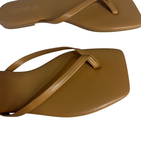 Gorfen Square Toe Flip Flop Sandals Womens Size 7 Tan - Picture 3 of 8